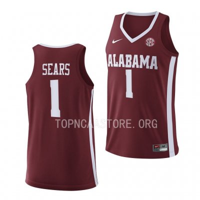 Men's Alabama Crimson Tide #1 Mark Sears Crimson Replica NCAA 2022-23 College Basketball Jersey 2403TGRE8